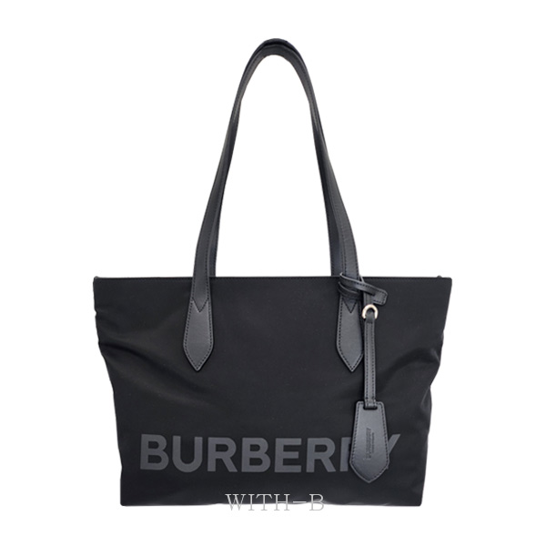 [BURBERRY]버버리 로고 프린팅 나일론 토트 숄더백 BLACK